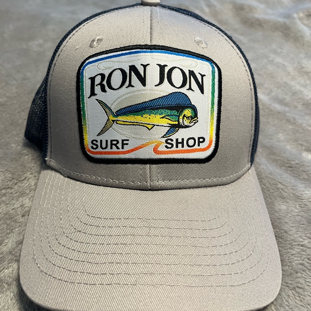 Ron Jon Gray and Black Cap with Fish Logo